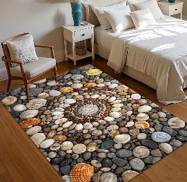 

Area Rug Carpet Soft Non Slip Seashell Pebble Mosaic Floor Mat for Bedroom Living Room Kids Room Home Decor Indoor Floor Decor 40cm x 60cm