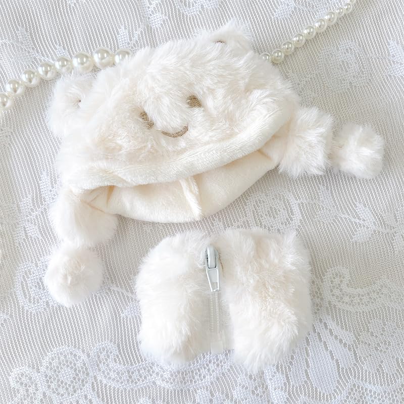 Fluffy Bear Costume for Plush Toys, 10cm, White, [Used]