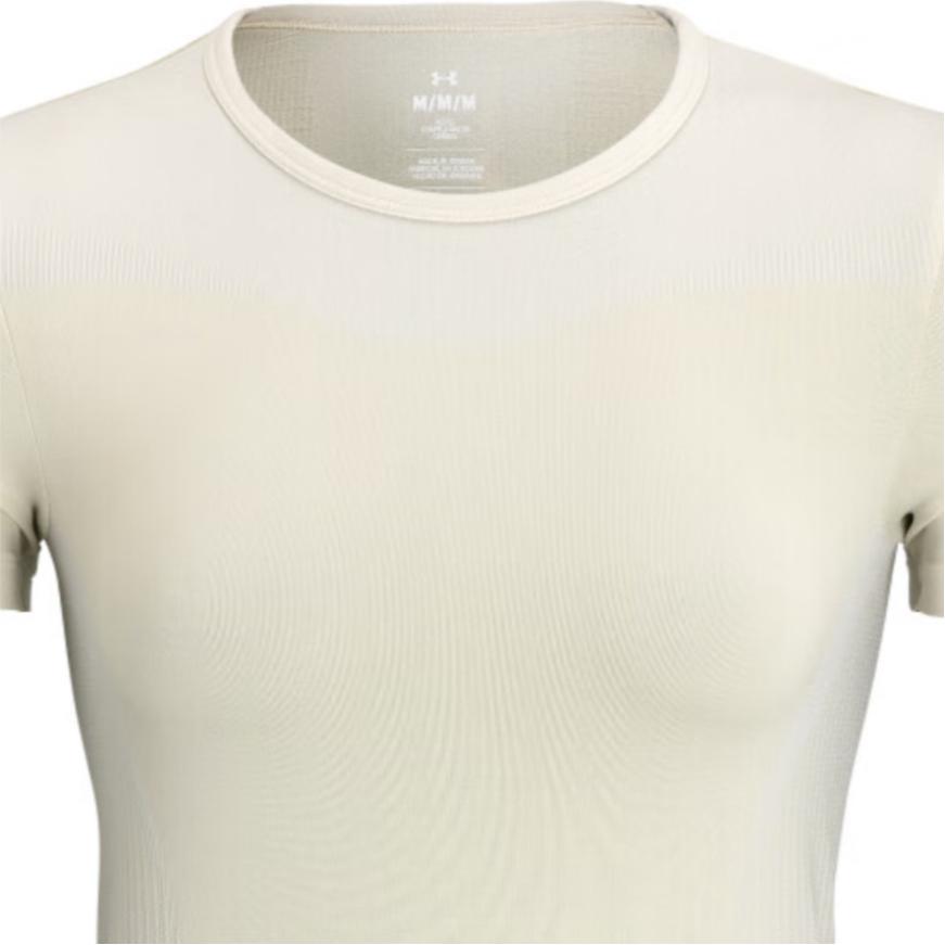 Under Armour Vanish Elite Seamless Round Neck Breathable Color Block Short Sleeve T-Shirt Women T-Shirts Dusty-Pink Gray 1383637-273