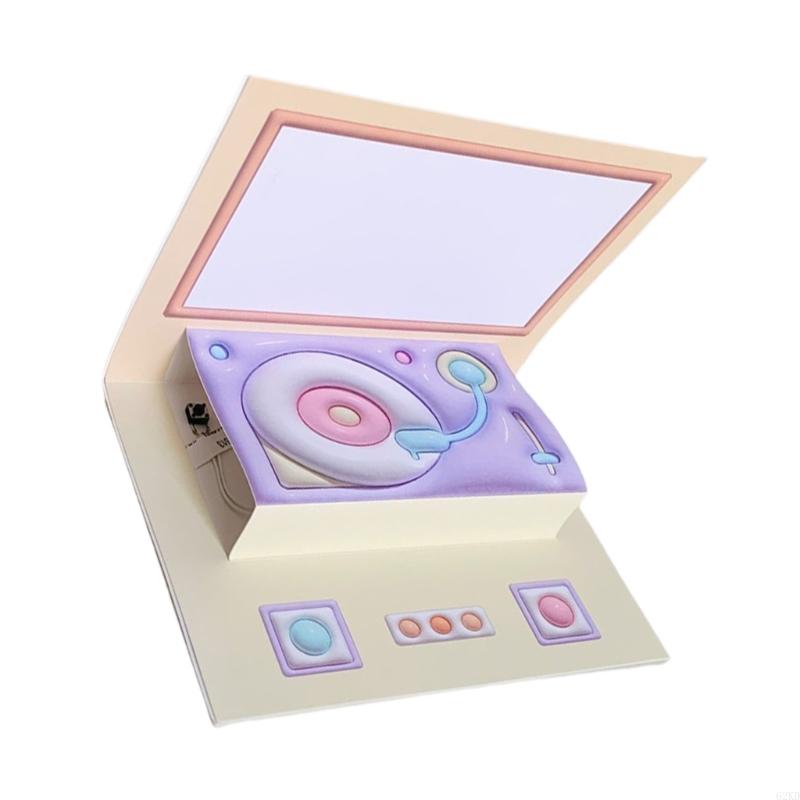 62KD Mother Day Popup Card Phonograph Popup Birthday Cards with Envelope and Removable Note for Women Girls Grandmother