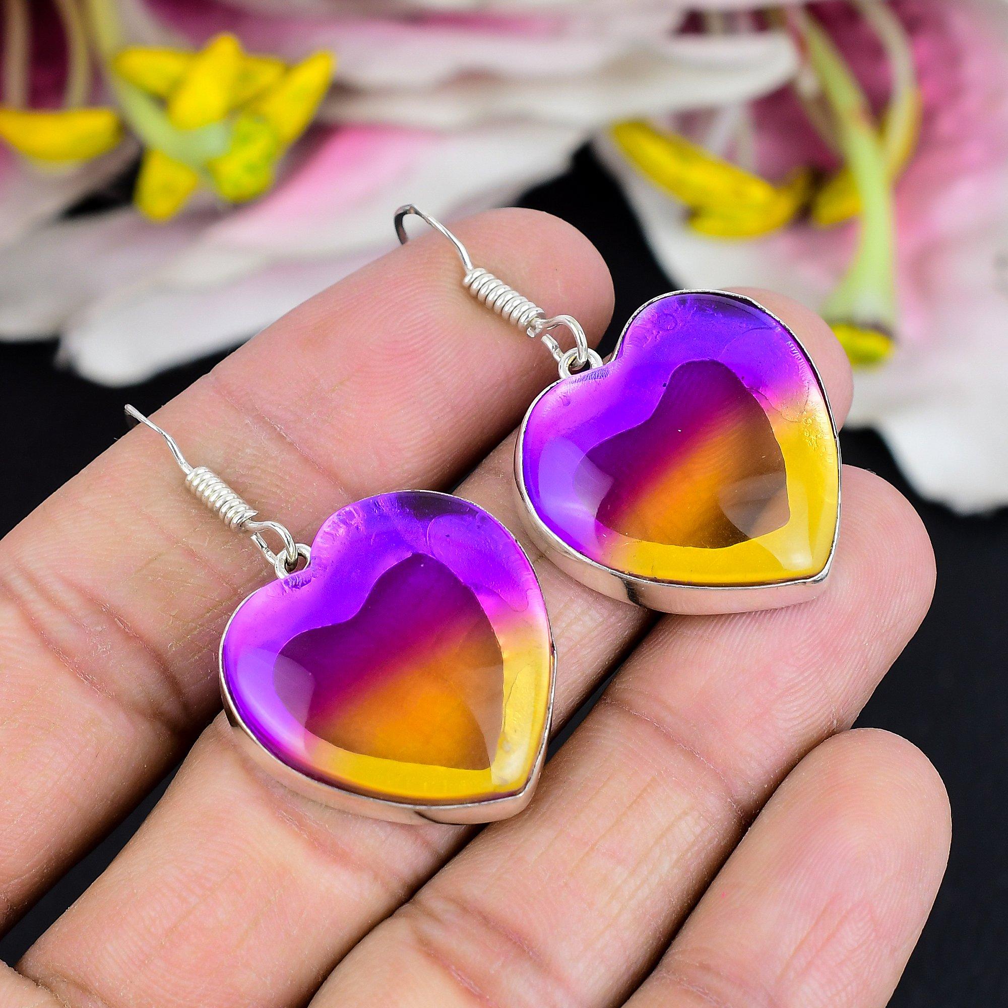 

Bi-Color Tourmaline Gemstone 925 Sterling Silver Jewelry Earring 1.85 KG-1758