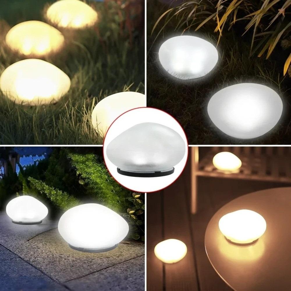 Solar Powered Solar Stone Light LED Solar Powered Rock Light Frosted Glass Ground Lamp Pathway