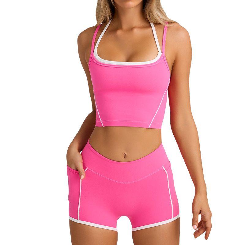 Botee Same Style Sports Underwear Vest Shorts Spaghetti Strap Bra Beauty Back Pilates Fitness Running Yoga Suit