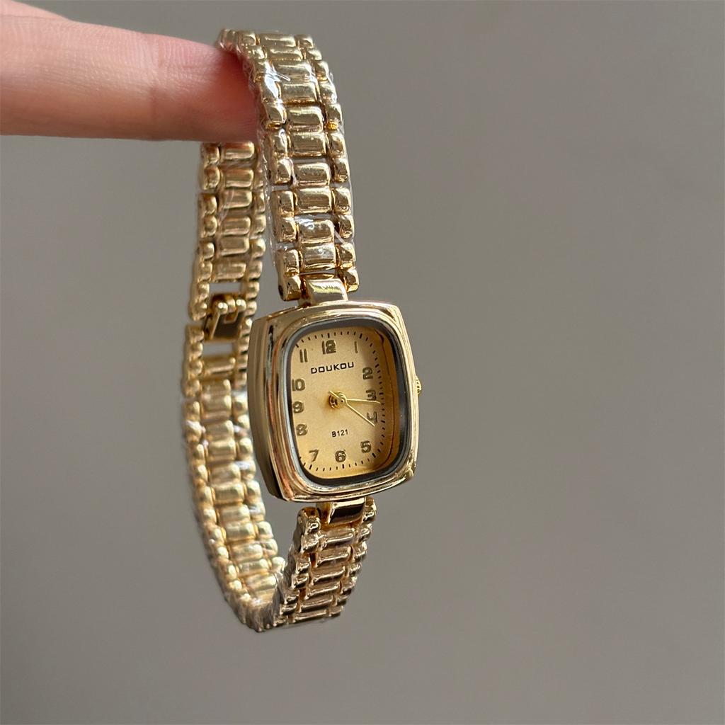 Doukou Light Luxury Square Chain Watch Femininity Small Dial High Sense Niche Retro Women'S Watch