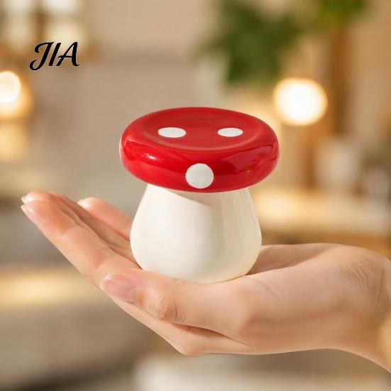 Mushroom Toothpick Box Ceramic Holder, Cotton Swabs Dental Floss Container, Shape Storage for Home and Kitchen Countertop Desktop