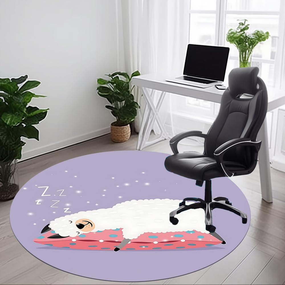 1pc Sleepy Sheep Chair Carpet for Office, Indoor Non Slip Washable Polyester Fiber Carpet,
