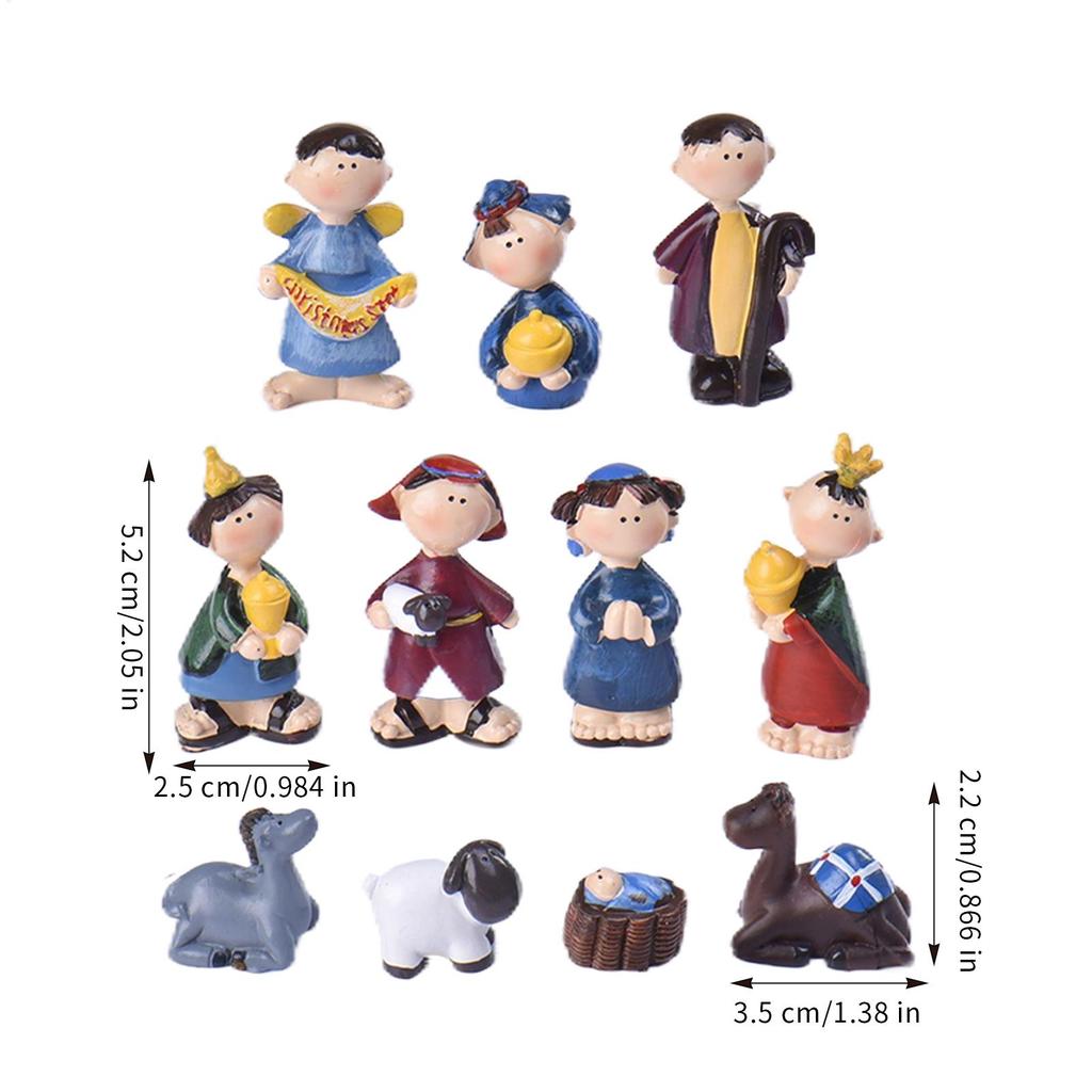 Nativity Sets Figures 11 Pieces Resin Nativity Figure Sets Decoration Mini Decor Figurines Toys Christian Family Tabletop