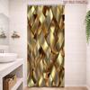4Pcs Shower Curtain Set with Non-Slip Bath Mat, Toilet Lid Cover, Contour Rug & 12 Hooks, Bathroom Decor