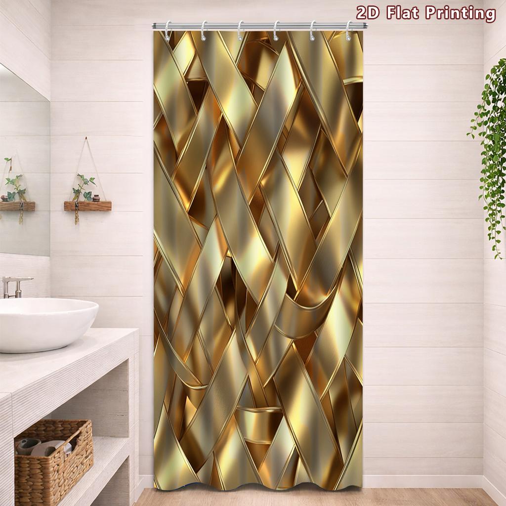 4Pcs Shower Curtain Set with Non-Slip Bath Mat, Toilet Lid Cover, Contour Rug & 12 Hooks, Bathroom Decor