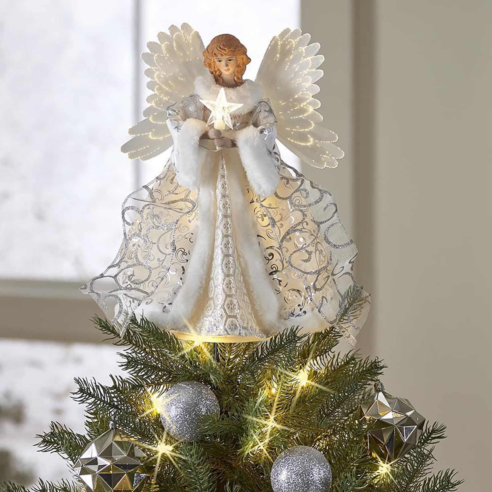 

Acrylic Double-sided Christmas Tree Angel Decoration With Light Glow One Size
