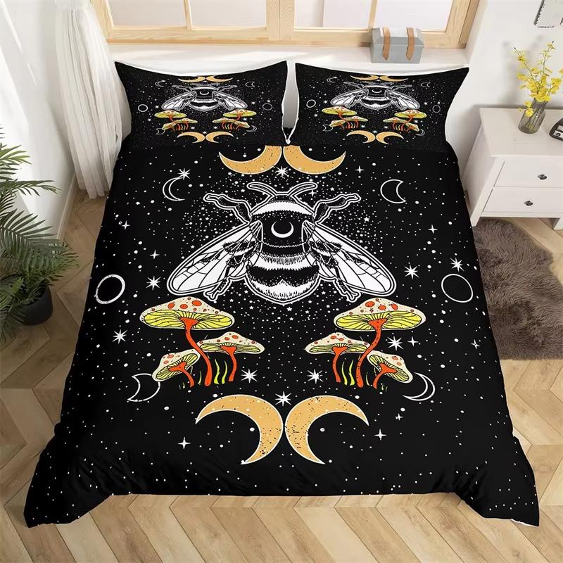 Sun And Moon Duvet Cover Moth Sugar Skull Bedding Set Microfiber Butterfly Snake Animal Quilt Cover Weed Plants Bedspreads Cover