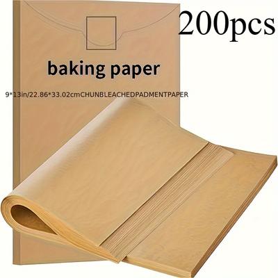 200 Stück Ungebleichtes Backpapier Backbögen, Antihaft-Vorgeschnittenes Backpergament, Perfekt zum Backen, Grillen, Heißluftfrittieren, Dämpfen, Brot, Cupcakes, Kekse