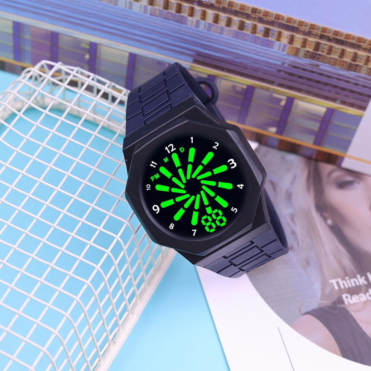 Unisex Sporty High-End Electronic Watch with Fashionable Pinwheel Dial