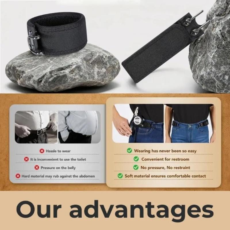 Elastic Waist Belt Comfortable Buckleless Adjustable Metal Buckle Waist Belt Metal Hook