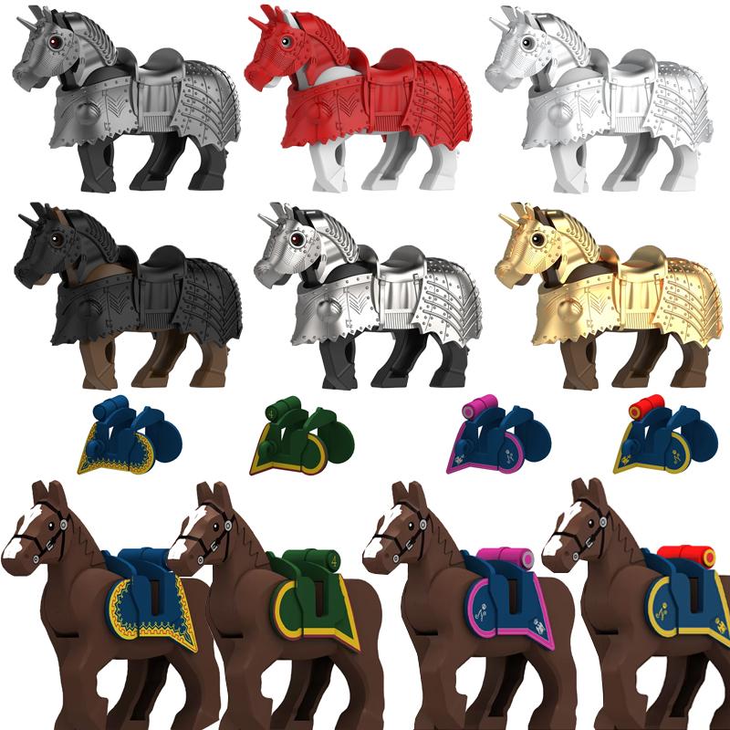 Medieval Accessories Building Blocks Soldiers Weapons Military Flags Mount War Horses Orc Mount Flags Wolf Bricks Kids Toys Gift