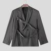 INCERUN Men Notched Lapel Long Sleeve Striped Cutout Front Cross Party Thin Blazer Coats