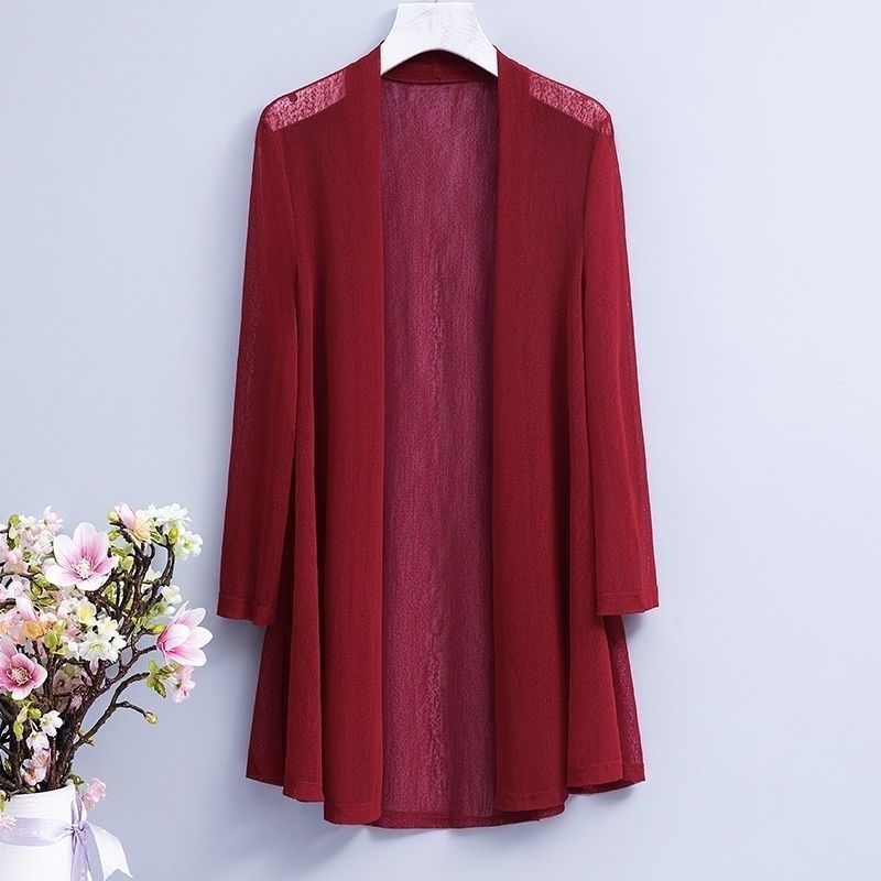 Îmbrăcăminte de protecție solară de vară pentru femei Șal lung din plasă Top cu mâneci lungi, Cardigan exterior