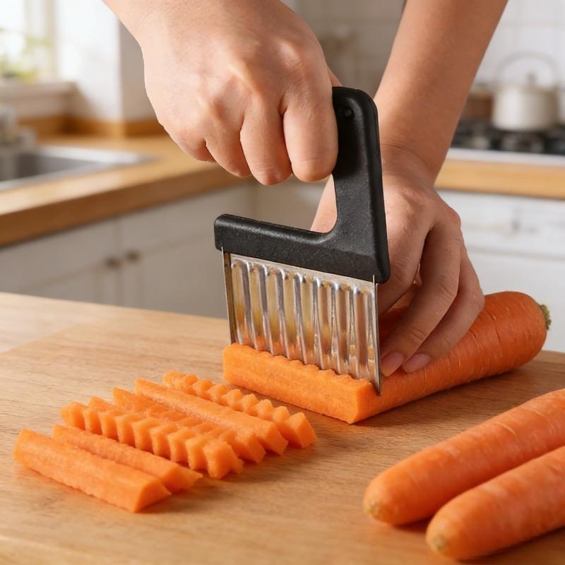 Stainless Steel Crinkle Wavy Slicer Knife for Potato Chip Dough Vegetable Fruit Cutter Chopper French Fry Maker Kitchen Tool