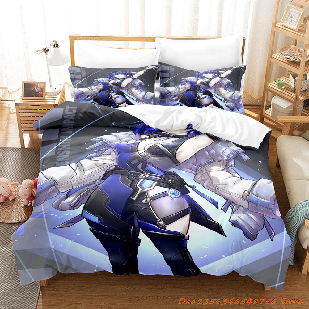 Personelity New Game Yelan Genshin Impact Bedding Set Cartoon Anime Three-piece Set Adult Kid Bedroom Duvetcover Sets 3D Ka