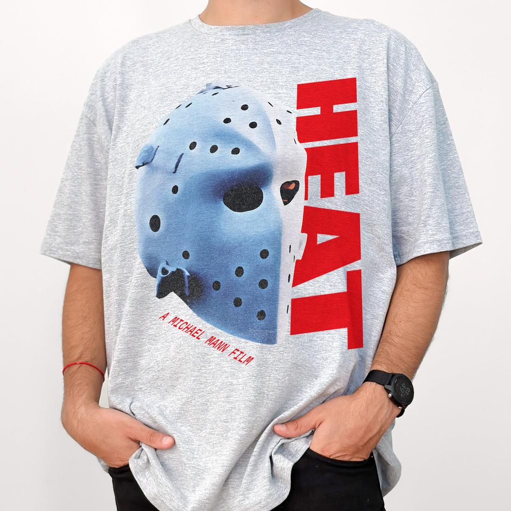 90s Action Movie TShirt Heat Hockey Mask Graphic Tee Summer Mens and Womens Loose and Breathable Tshirt Top