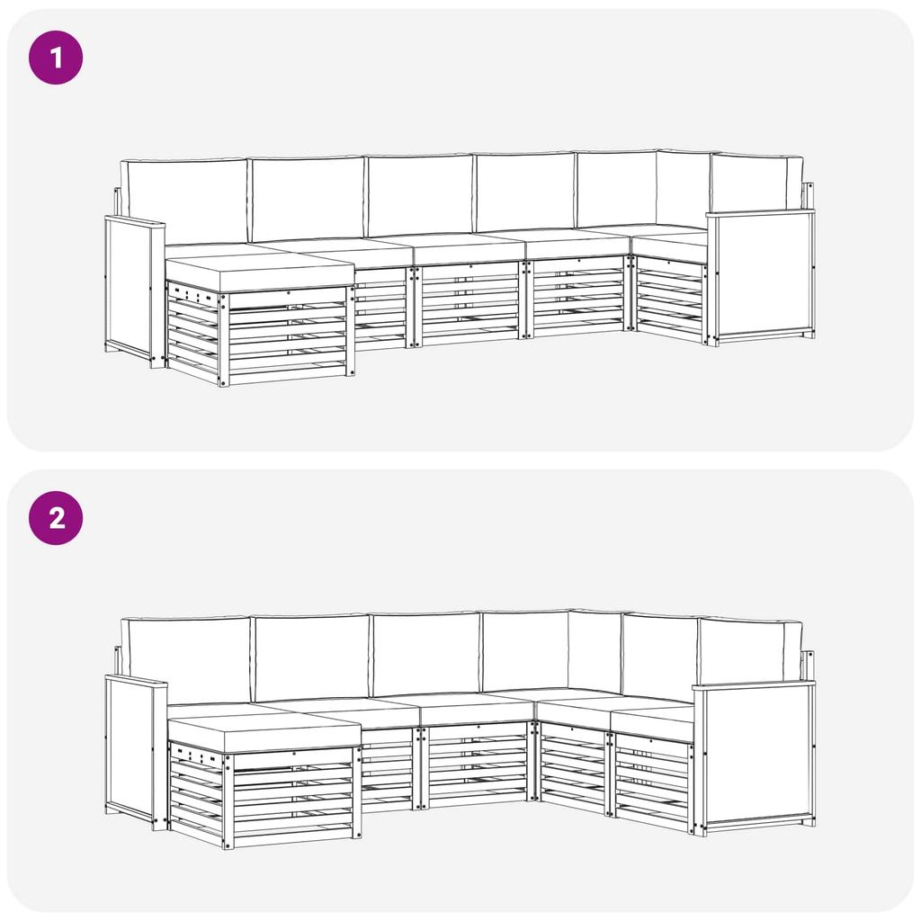 Corner Sofa Set with Cushions 6 pcs Natural and Anthracite