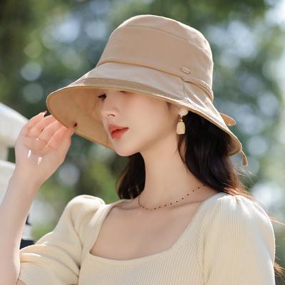 New Summer Hat Women's High-end Sunscreen Sun Hat Solid Color Versatile Bucket Hat Travel Visor