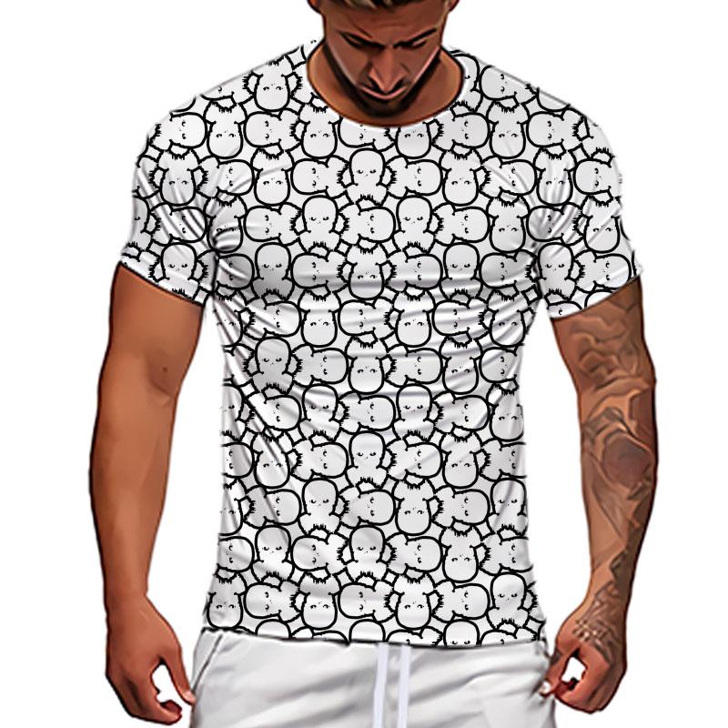 Men's Short Sleeved Gas Mask 3D Printed T-shirt Casual O-neck Polyester Soft Top Punk Motorcycle Trendsetter Clothing Multiple S