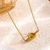 18K Gold-Plated Titanium Steel Knotted Heart Pendant Necklace for Women – Versatile Clavicle Chain Jewelry with a High-End Feel