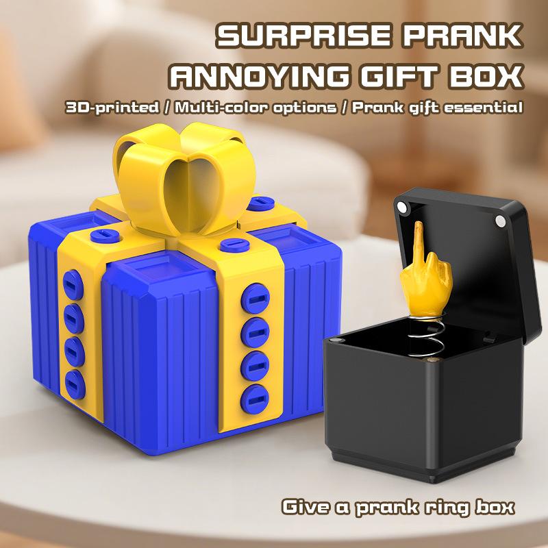 Funny Annoying Surprise Gift Box, Prank Rose Poop Middle Finger Figurine Ornament for Gag Present