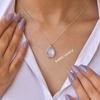 Moonstone necklace, moonstone teardrop Necklace , Genuine moonstone Boho necklace  , crystal necklace for mother's day , gift for her