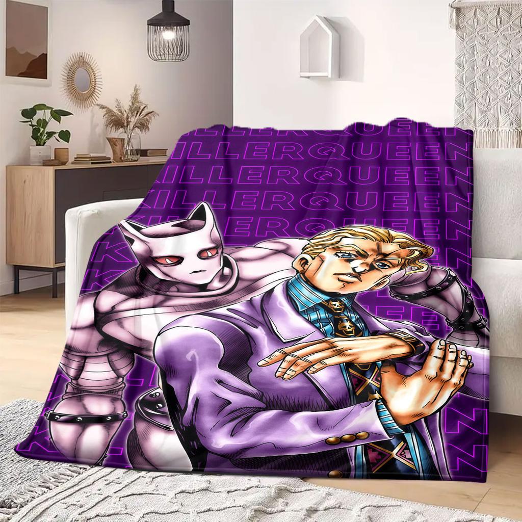 JOJO anime Flannel Blanket Warm,Comfortable,Suitable for Bedrooms,Sofas,Beds,Chairs,Picnics,Travel