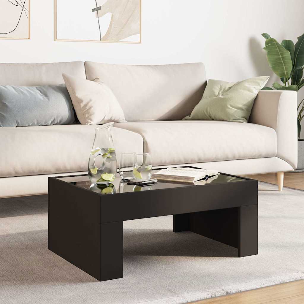 Infinity LED Coffee Table in Black 70 x 50 x 30 cm
