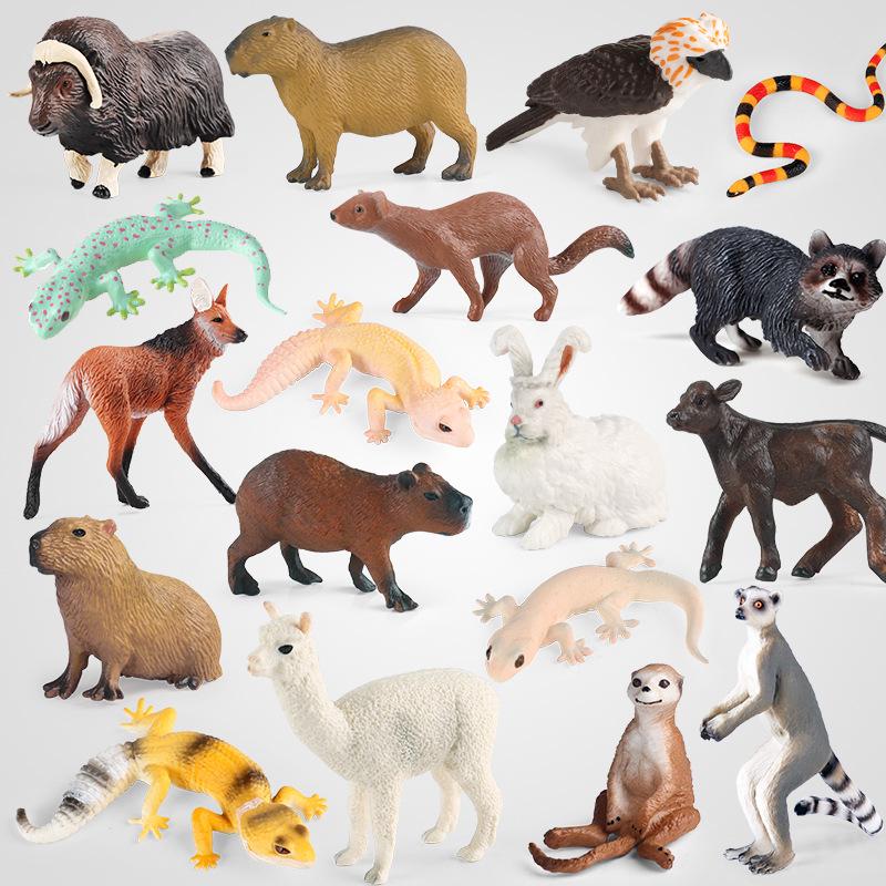 Kids' Cognitive Animal Models: Lemur, Meerkat, Capybara, Orangutan, Eagle, Maned Wolf, Gecko Toy Set