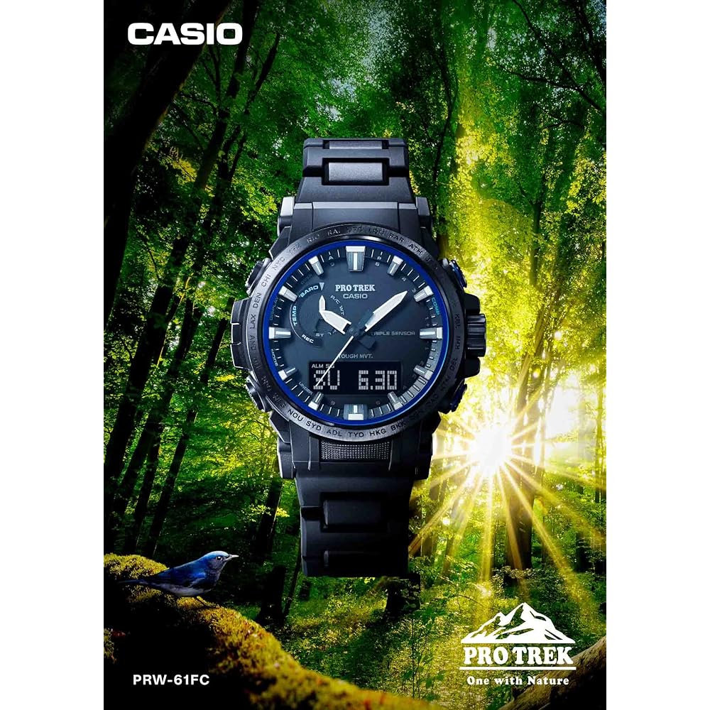 Casio Pro Trek Watch [Official Japanese Product] Climber Line Radio-Controlled Solar Watch Made with Biomass Plastic PRW-61FC-1JF Men's Black