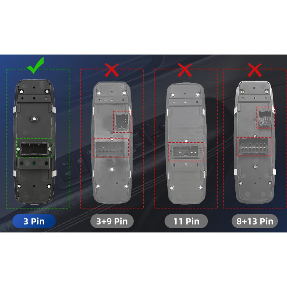 Front Left Driver Side Master Power Window Switch, Compatible with Chrysler Pacifica 2017-2023, OE: 68234092AC