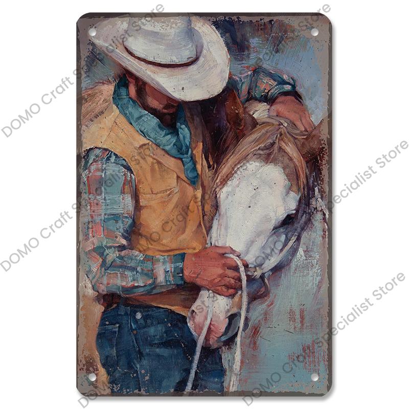 Western Cowboys Vintage Poster Metal Tin Signs Lone Ranger Horse Retro Metal Plate Wall Decor for Jockey Club Pub Man Cave