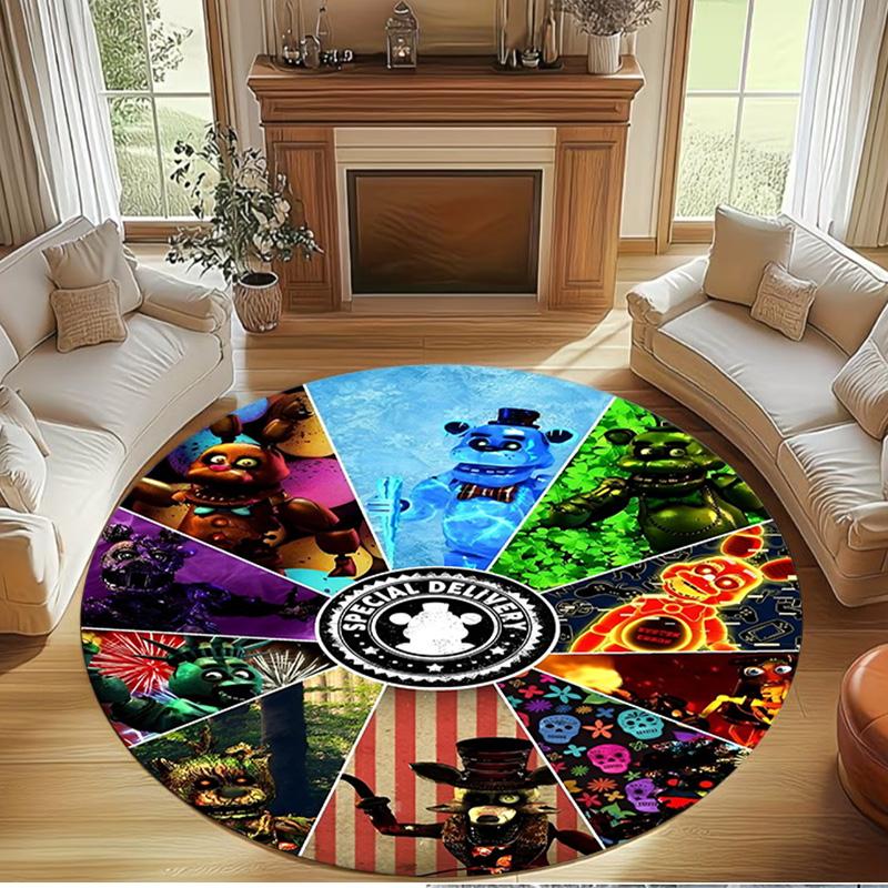 Five Nights at Freddy's Print Round Rug, Washable Floor Carpet, For Entryway Dorm Laundry Room Office Study, Home Decor Birthday Christmas Gift