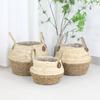 Rattan Woven Flower Basket: Hand-Held Green Plant & Flower Pot, Living Room Decoration & Storage Solution.