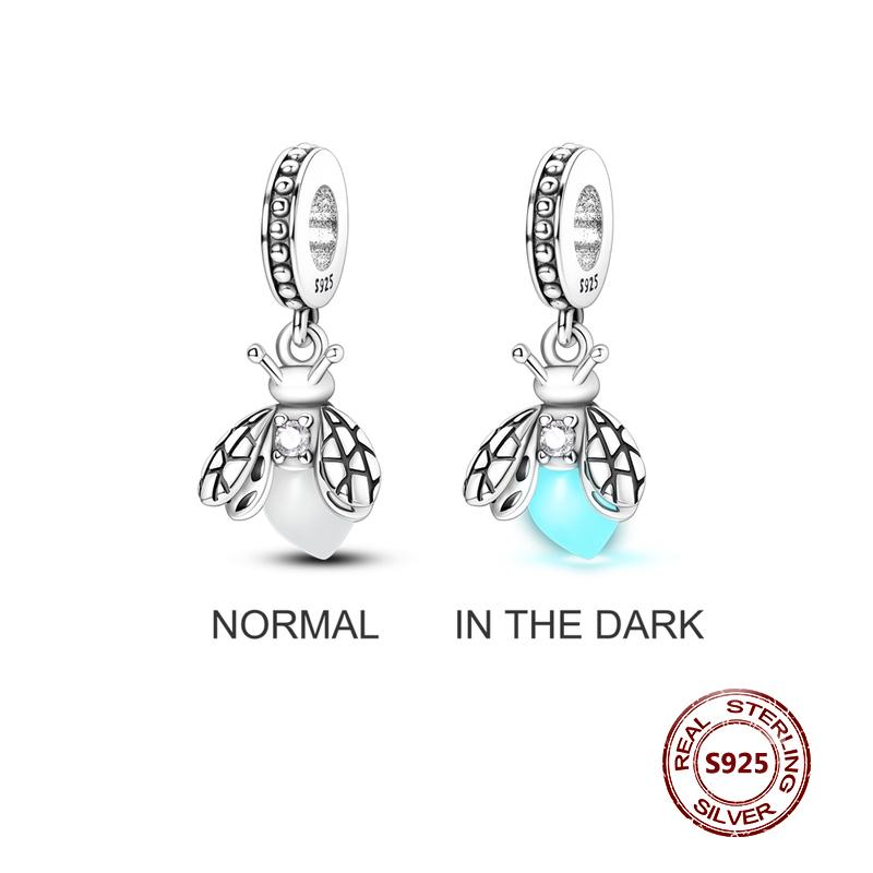 Compatible With Authentic Bangle Bracelets Zircon Owl Glow Firefly Starmoon Copper Charm Bead Charms Do It Yourself Womens BirthdayJewelry Gift