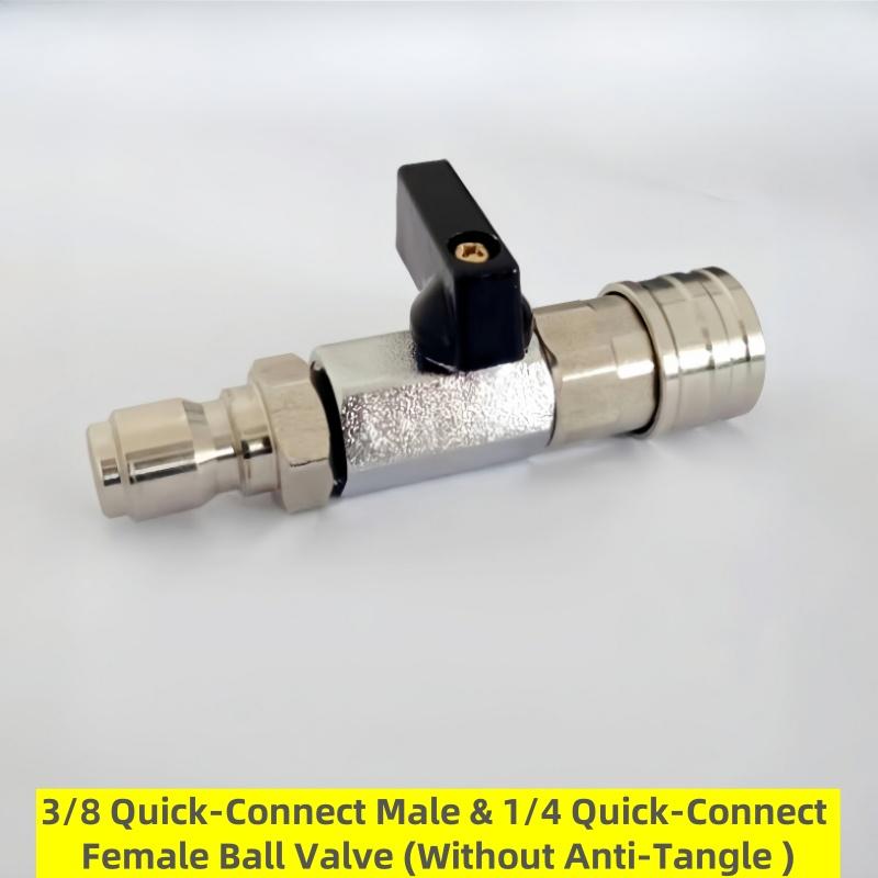 Anti - Entanglement Ball Valve, 1/4 Quick-connect Female Head & 3/8 Quick-connect Male Head, High-pressure Cleaner Accessories.
