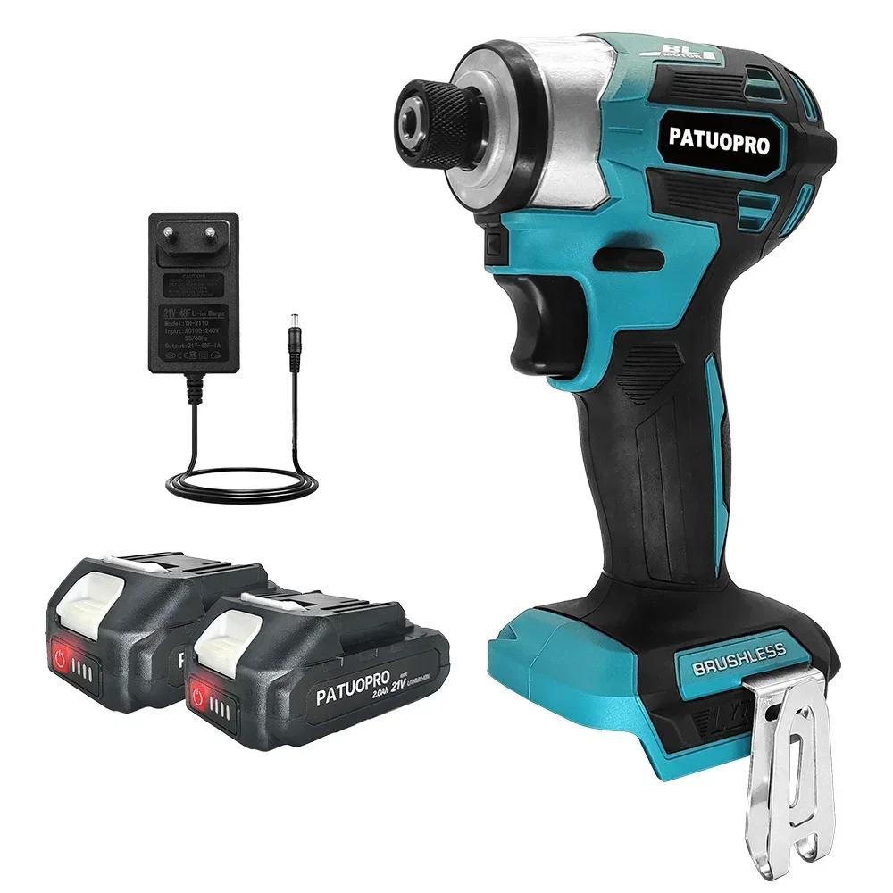 PATUOPRO 1/4 Inch Hex Brushless Electric Screwdriver 5-Speed Cordless Electric Drill Driver Power Tools For Makita 18V Battery