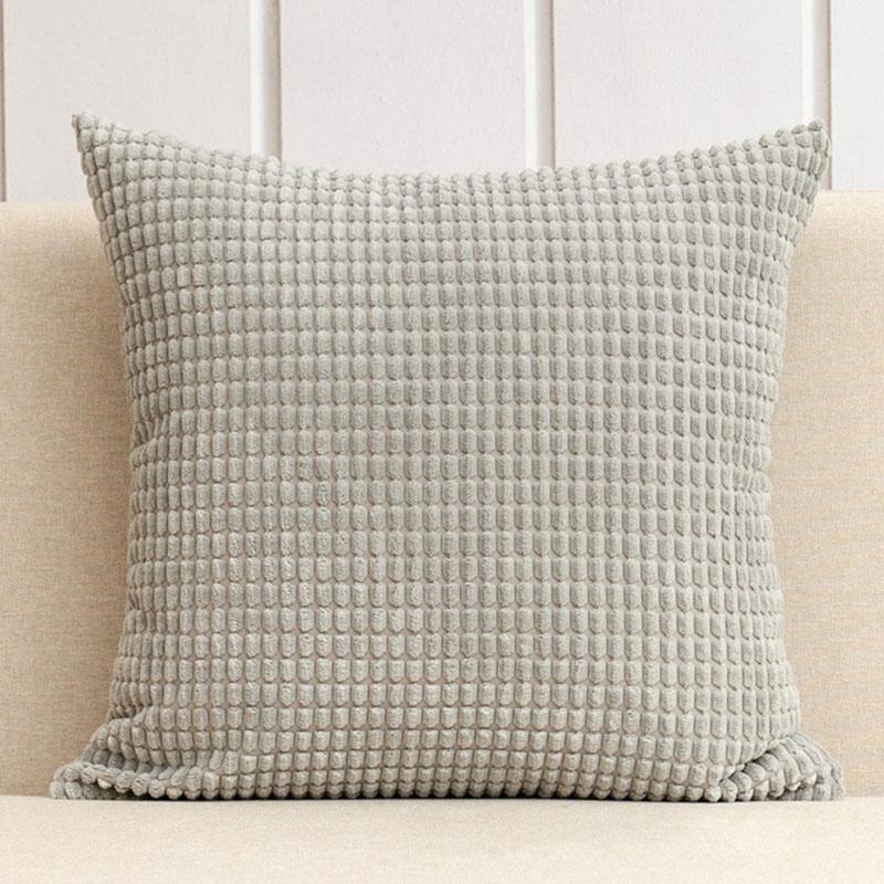 Corduroy Pillowcover Solid Color Thick Square Corn Grain Texture Cushion Covers Household Sofa Ornamental Throw Pillow Case 45*45Cm