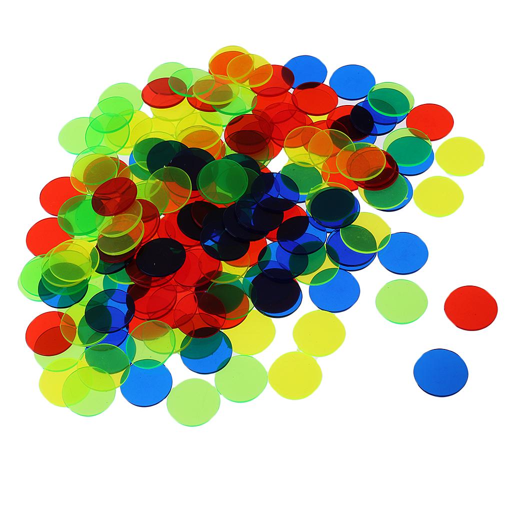 Pack of 100 Bingo Chips (Multi-Colour) – 1.5 cm Translucent Markers for Bingo,