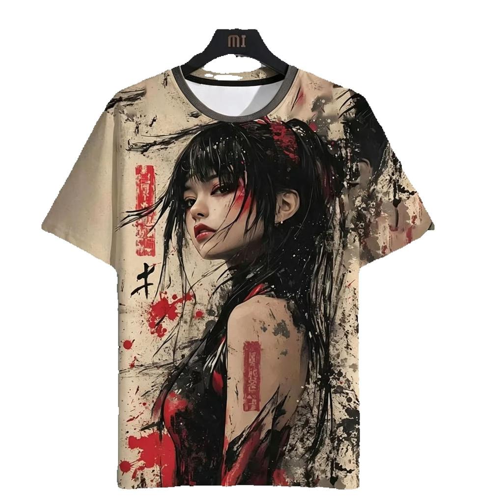 Harajuku Anime& Manga Girl 3D Print T‑Shirt, Unisex Summer Casual Tee, Crew Neck Short Sleeve, Kids Fashion Graphic T‑Shirt