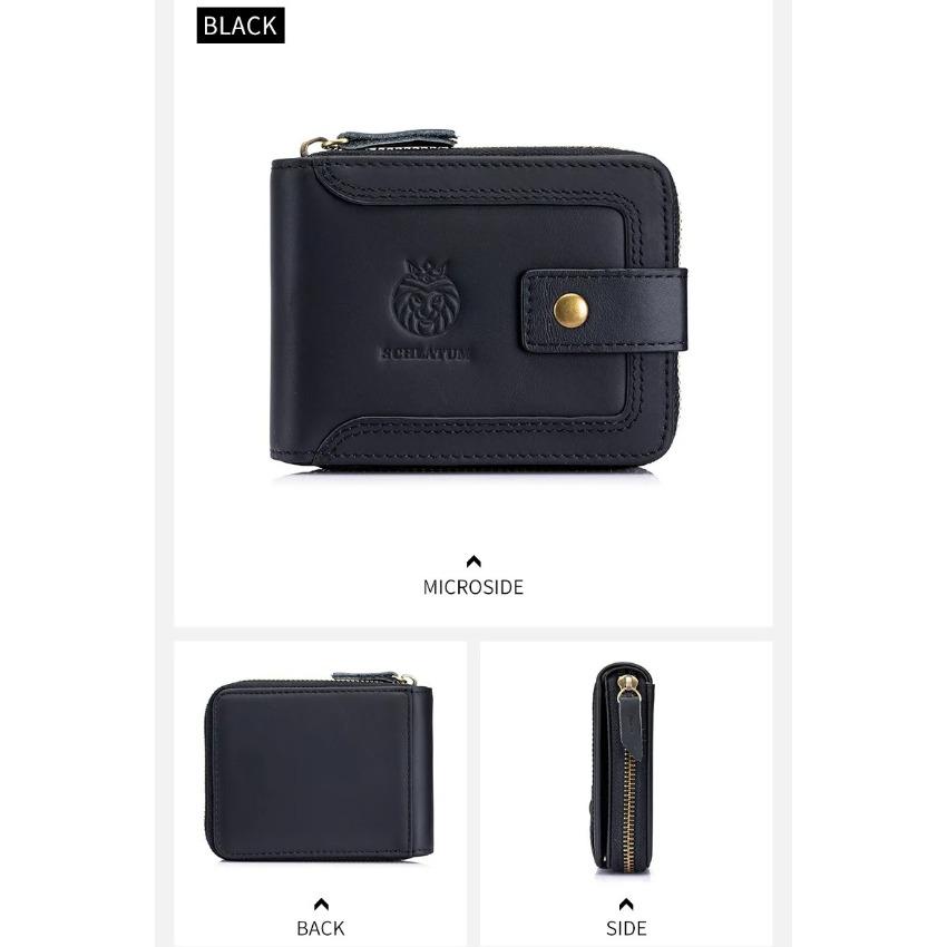Brand 100% Cowhide RFID Anti-theft Brush Horizontal Wallet Retro Luxury Men's Short Wallets Multi-card Slot Coin Purse