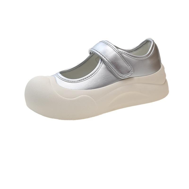 

Платформні потворно-милі туфлі Мері Джейн, жіночі, весна-літо 2025, нові, повсякденні, універсальні, на липучках, маленькі білі туфлі, жіночі 40 срібний