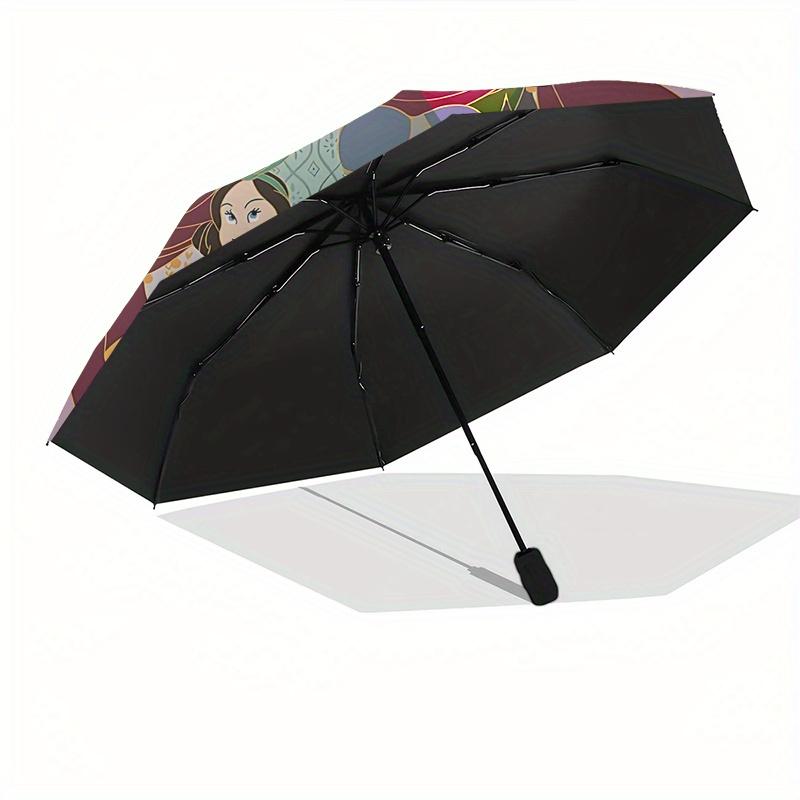 Disney VillainsCostumes Automatic Open/Close Umbrella - Cute Umbrella with Cute Design, Portable 3-Fold Compact Umbrella for Men & Women, Va