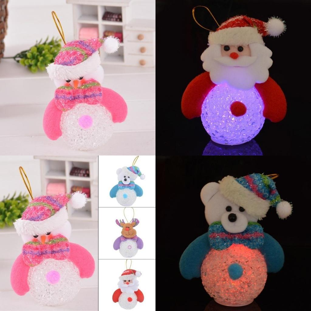 Exquisite Christmas Luminous Pendant With Santa Claus Snowman Bear And Elk Eye Lantern Snowman Led Night Light