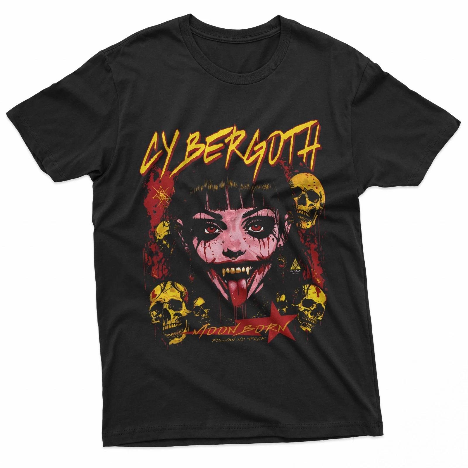 Cybergoth Creepy Anime Gothic Vampire Alt Goth Grunge Punk Black T-Shirt XXXL