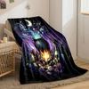 Moonlit Witch's Cauldron Scene Print Blanket Soft and Cozy Perfect for the Living Room Bed Sofa or a Nap,gift